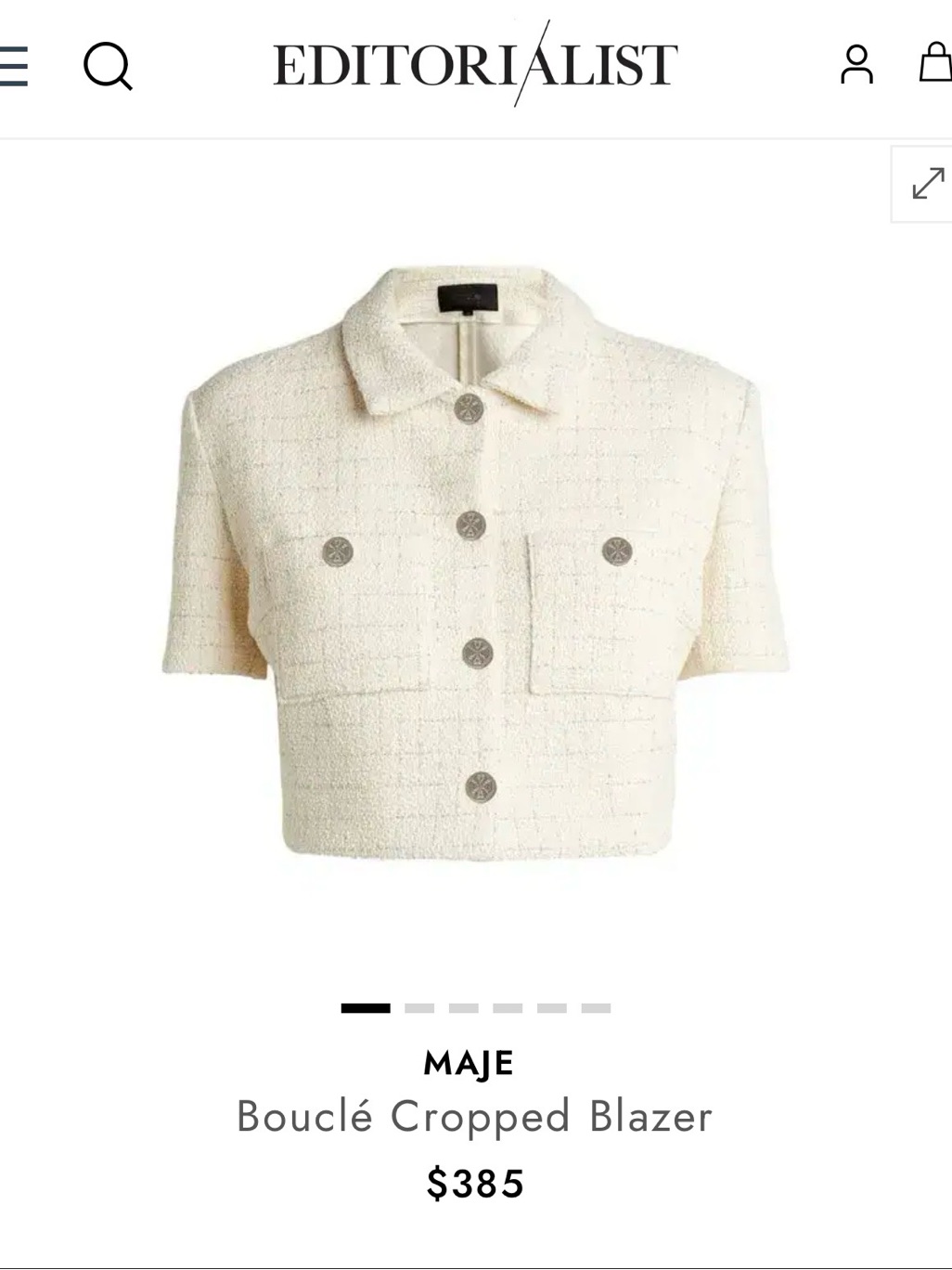 Maje Cream Boucl Cropped Blazer